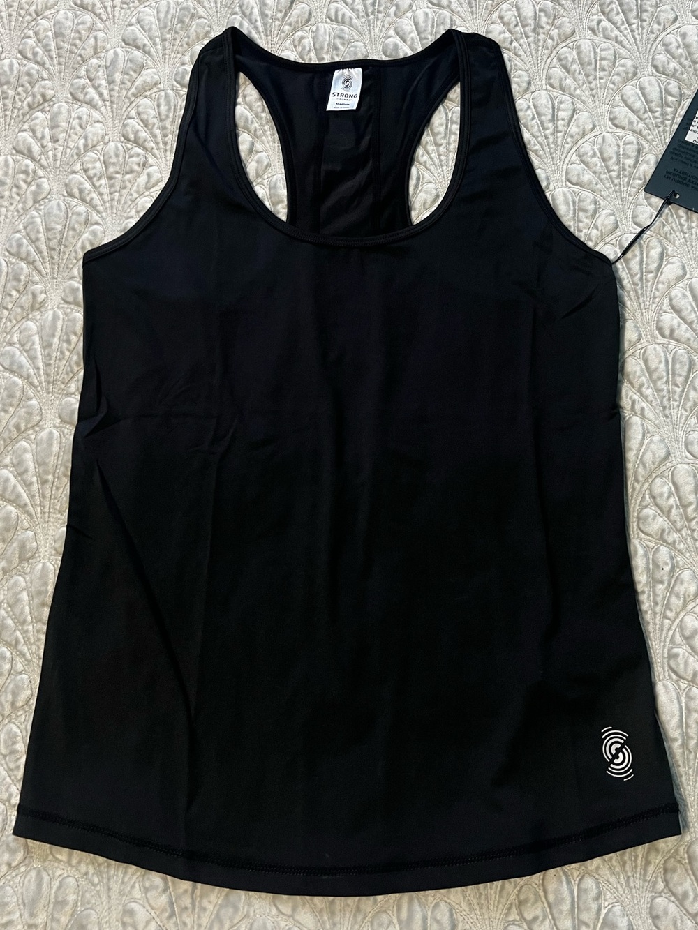 Zumba Fitness Strong Nation Strong ID dry wicking Laser Tank in Black medium nwt
